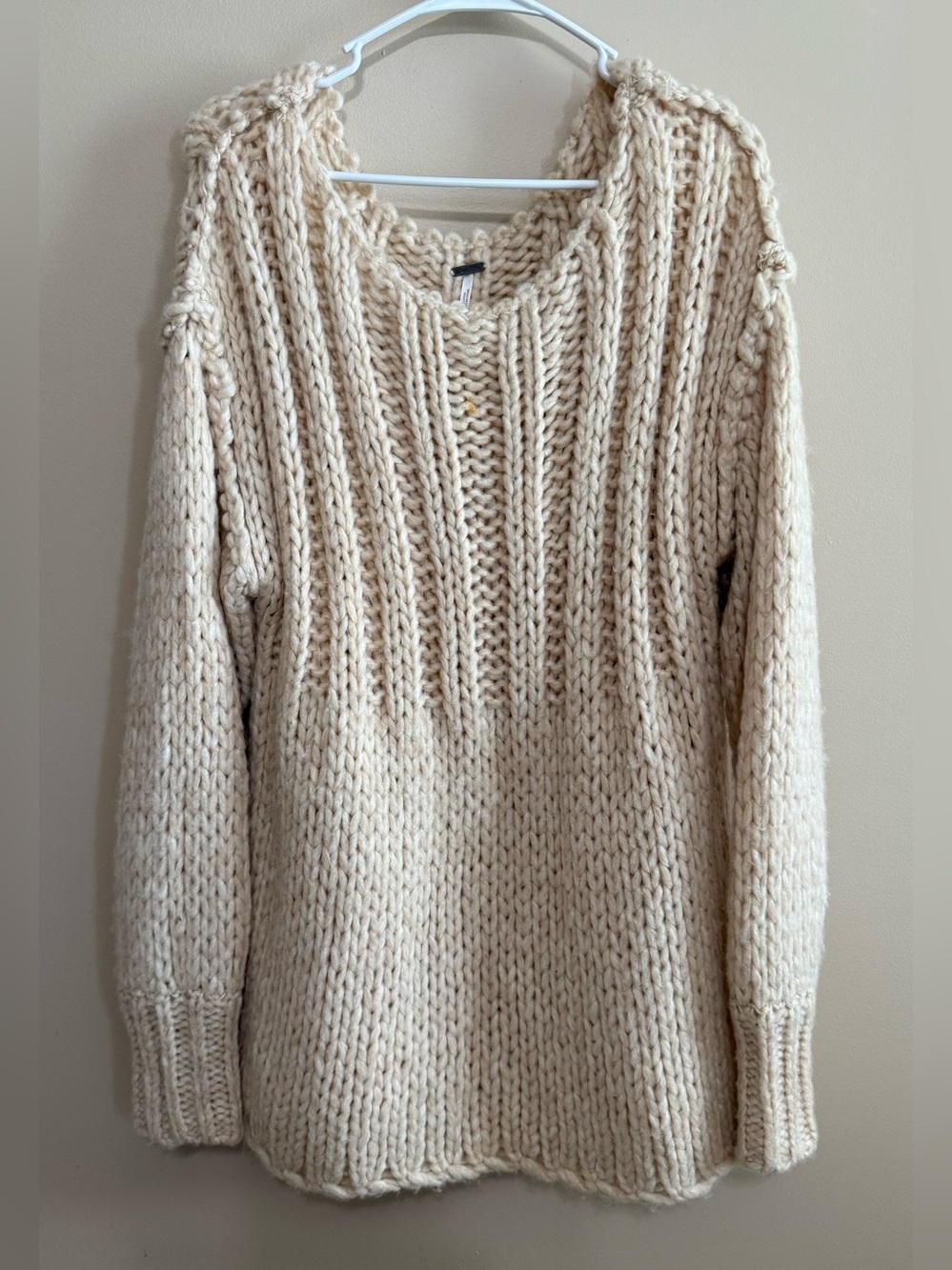 NWOT Free People Oversized Chunky Cream Sweater XS Ultra Soft